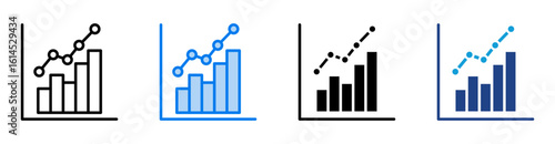 Graph icon set multiple style collection