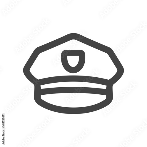 Simple Outline Police Officer Hat Icon Symbol Crime Prevention and Authority