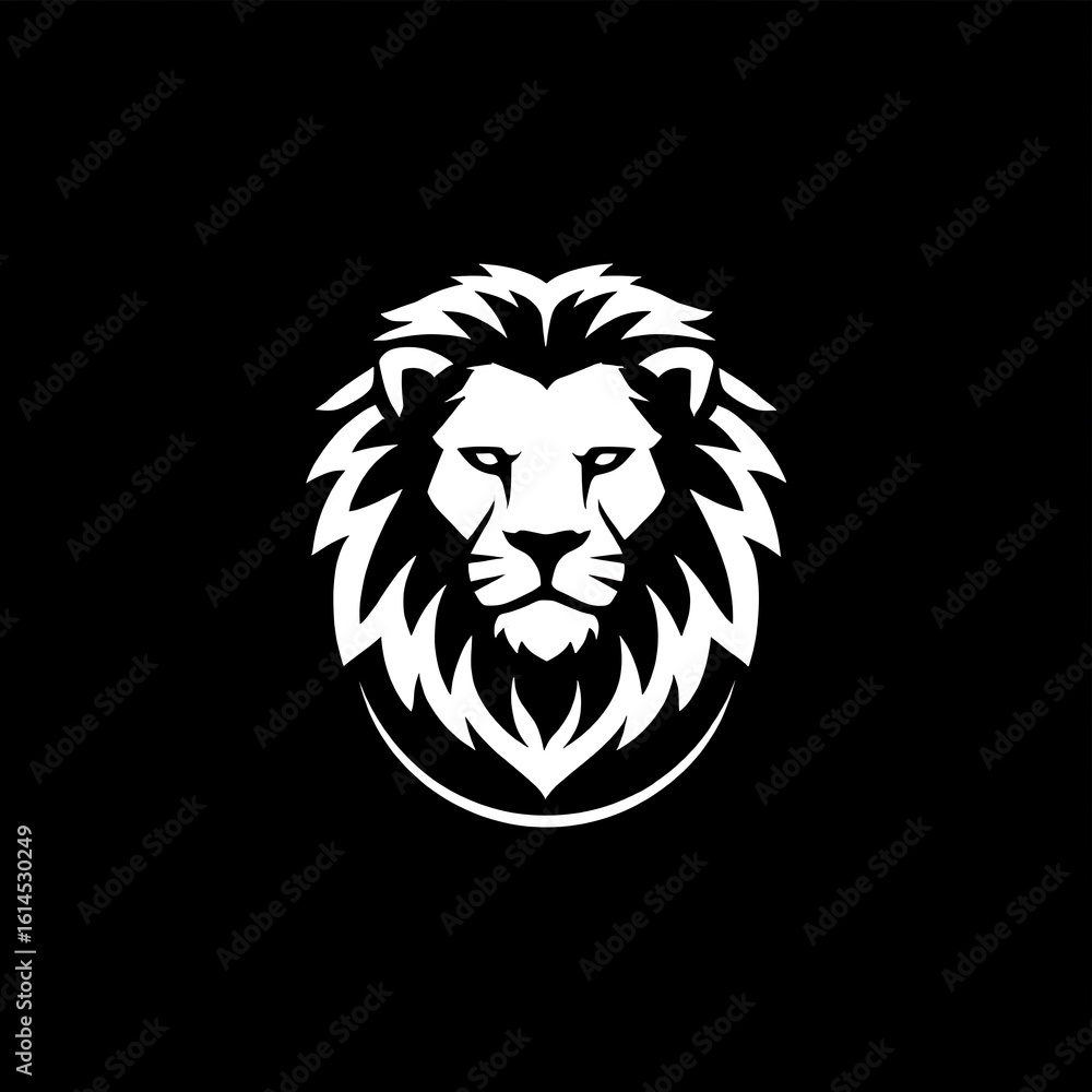 Obraz premium Majestic Lion Head Emblem Symbolizing Strength Power Courage and Royalty