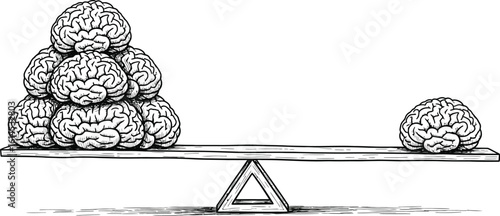 Brain power balance concept illustration for mental health and cognitive function