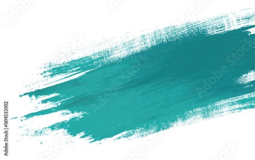 Teal abstract paint stroke on white (1)