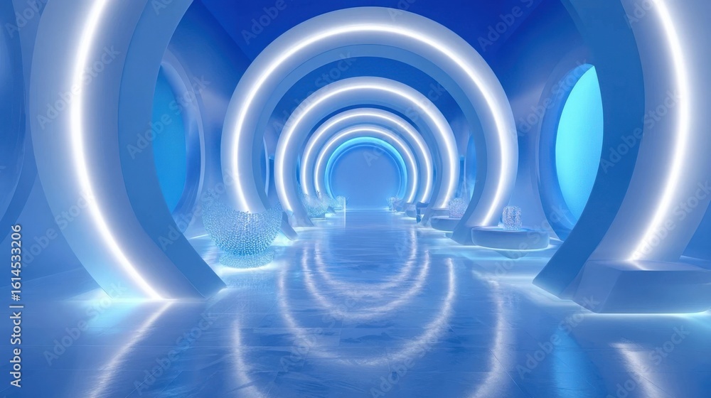 Fototapeta premium Blue futuristic tunnel