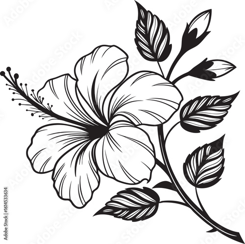 A stunning red Hibiscus flower, vibrant and fully bloomed, showcasing its intricate petals and prominent stamen against soft, naturally blurred green background, embodying tropical beauty and summer.