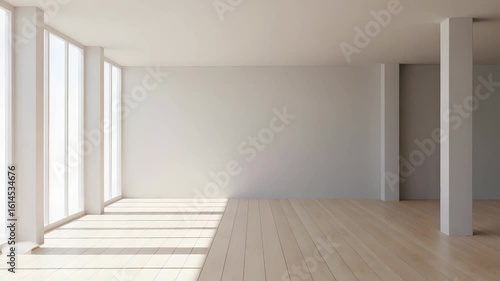 Wallpaper Mural Sunlit Empty Room with Light Wood Floors and White Walls Under Natural Light Torontodigital.ca