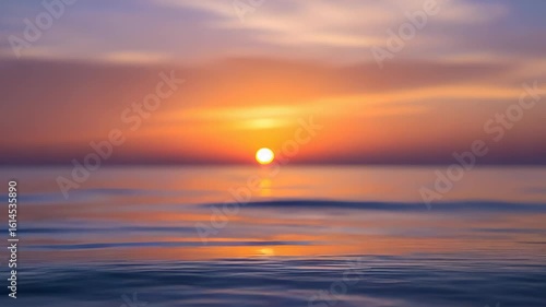 Vibrant Sunset over a Calm Ocean Reflecting Warm Orange and Purple Sky