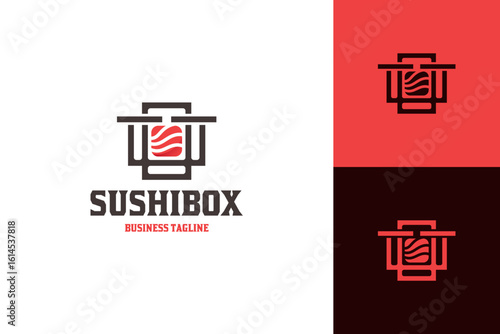 sushi box logo vector suitable for sushi restaurant