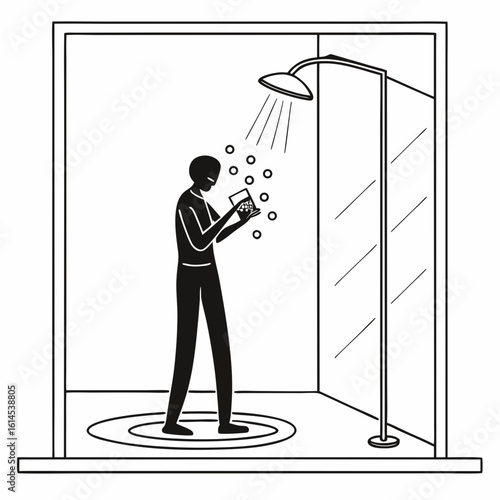 a man standing in a shower