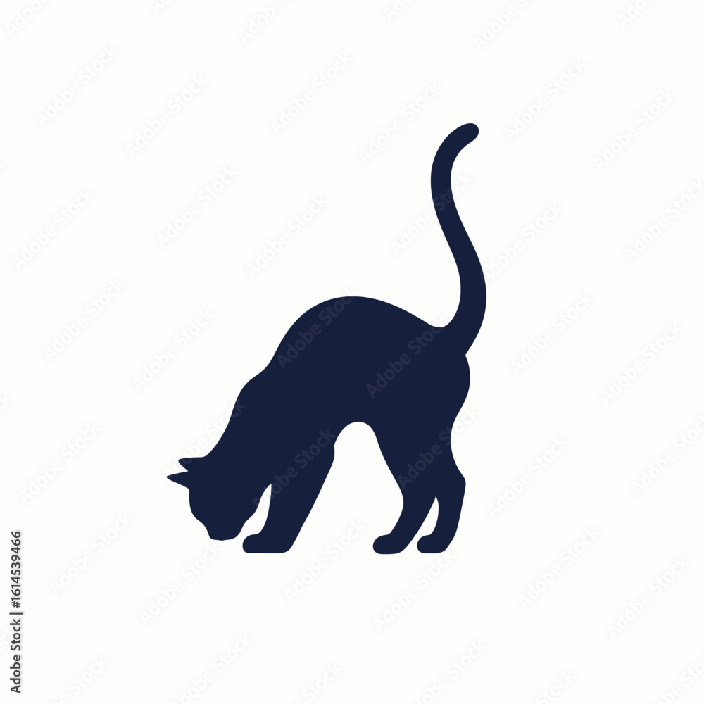 Fototapeta premium Cat Silhouette with Arched Back and Raised Tail