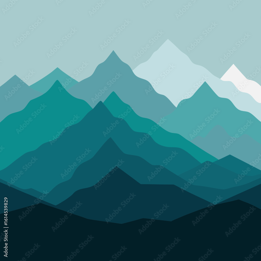 Naklejka premium Abstract teal mountain range landscape