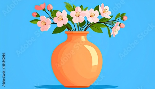 Spring flowers in a terracotta vase
