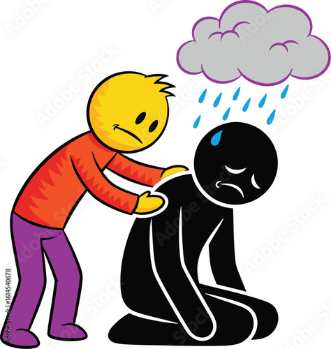 Illustration of support and empathy for mental health awareness and emotional well being concept art design editable