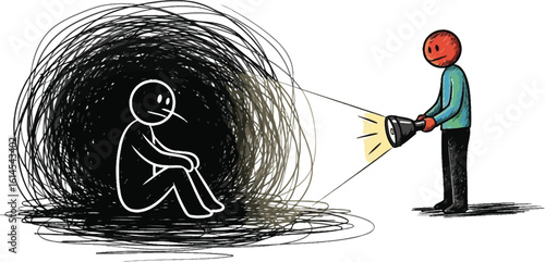 Understanding depression: shining light on mental health, support and overcoming darkness inside editable