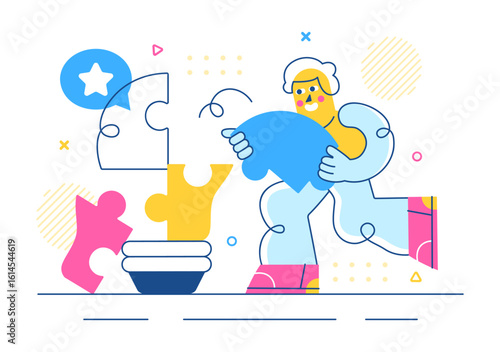 Challenge Vector Illustration Featuring a Businessman Running to the Top of a Graph and Overcoming Obstacles to Achieve Success in a Flat Background