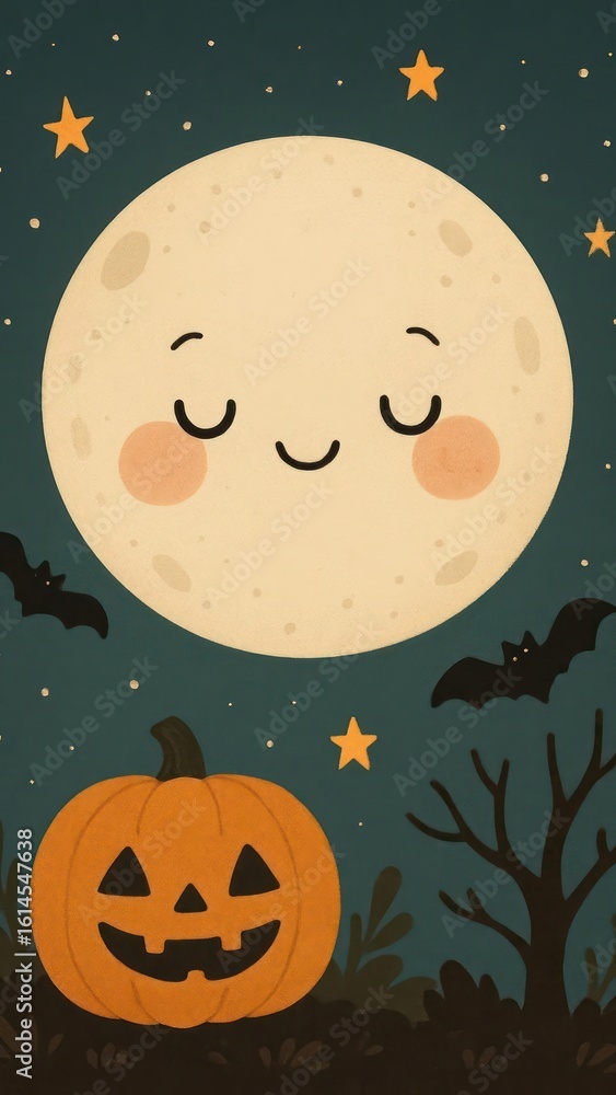 Fototapeta premium Cute Halloween moon design