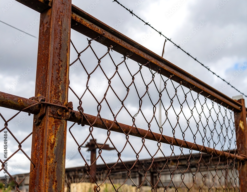Fototapeta premium Rusted chain link fence