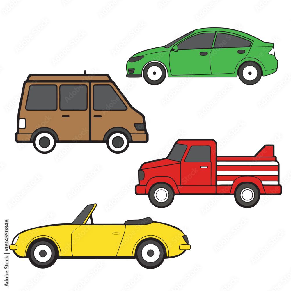 Fototapeta premium Bright amp Bold Colorful Vehicles Collection