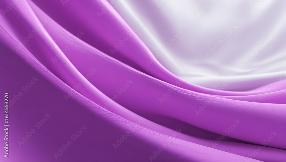 Fototapeta premium Close-up view of vibrant purple and white silk fabric folds.