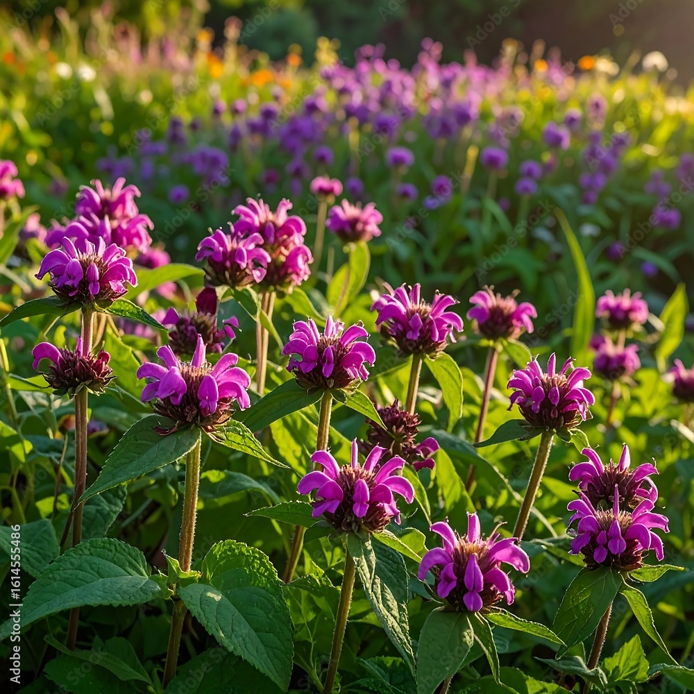 Vibrant purple flowers in a garden Vibrant purple flowers in a garden