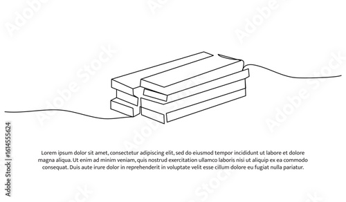 One line of pile of wood chips. Abstract minimal continuous line.