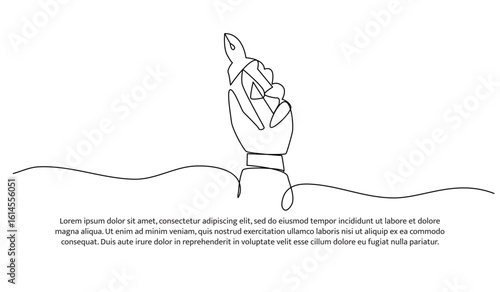 One line of hand holding pliers. Abstract minimal continuous line.