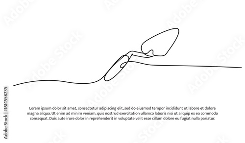 One line of trowel. Abstract minimal continuous line.