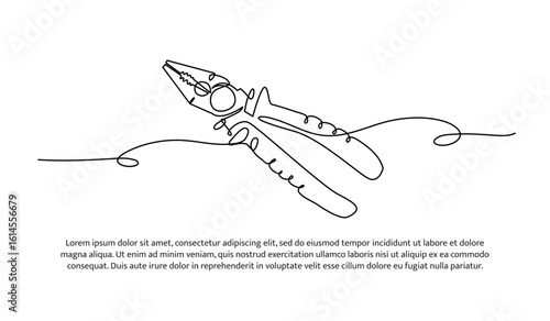 One line of pliers. Abstract minimal continuous line.