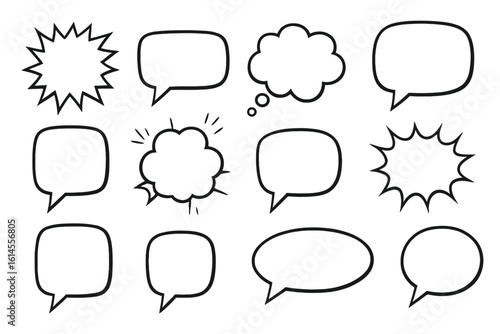 Speech Bubbles: A collection of illustrated speech bubbles ready for text, expressing thoughts, ideas, and conversations with clarity and versatility.