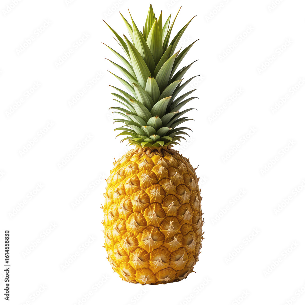Fototapeta premium Yellow ananas tropical fruit pineapple isolated on white background, fresh sweet and healthy