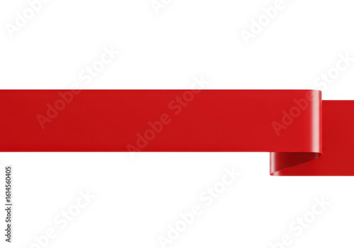 A simple red ribbon banner with a subtle curl, isolated on a transparent background, perfect for adding a touch of color Free Download A simple red ribbon banner with a subtle curl, isolated on a transparent background, perfect for adding a touch of color - GFXLoad