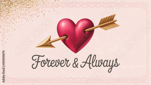 Romantic Heart and Arrow Card with “Forever & Always” Text