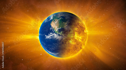 Fototapeta Naklejka Na Ścianę i Meble -  Global warming concept - The world is experiencing disaster as a result of global warming  