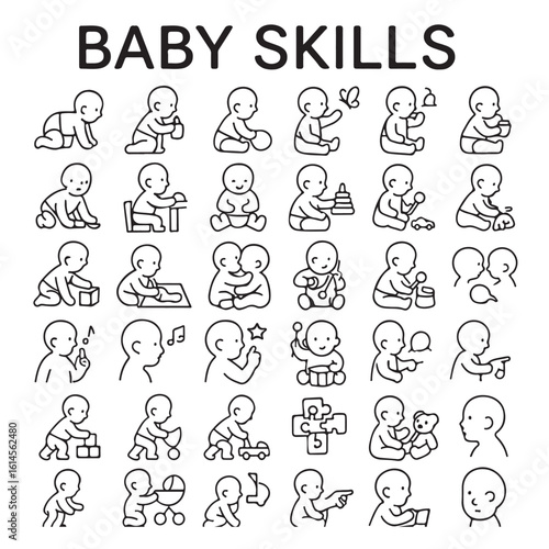  Baby skills  icon set