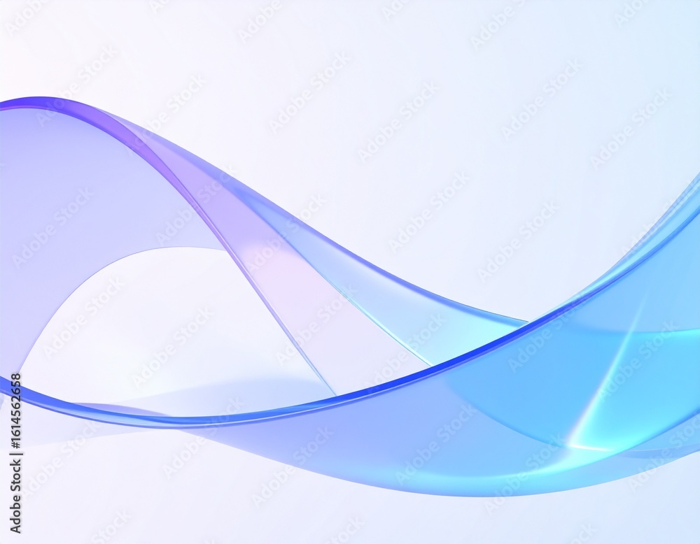 Fototapeta premium 3D translucent abstract wave wallpaper background. Shiny curved organic shape layer 