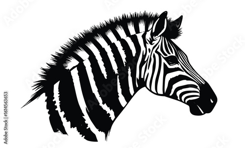 Vector Silhouette of Zebra Head with Bold Stripes