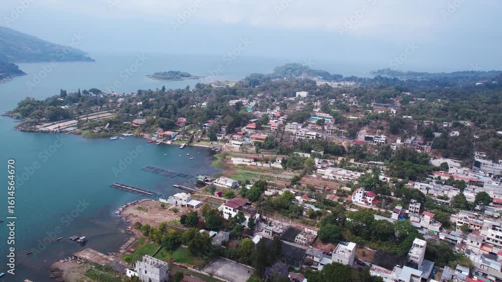 Santiago Atitlan and Lake Atitlan, Guatemala, Drone Aerial View Santiago Atitlan and Lake Atitlan, Guatemala, Drone Aerial View