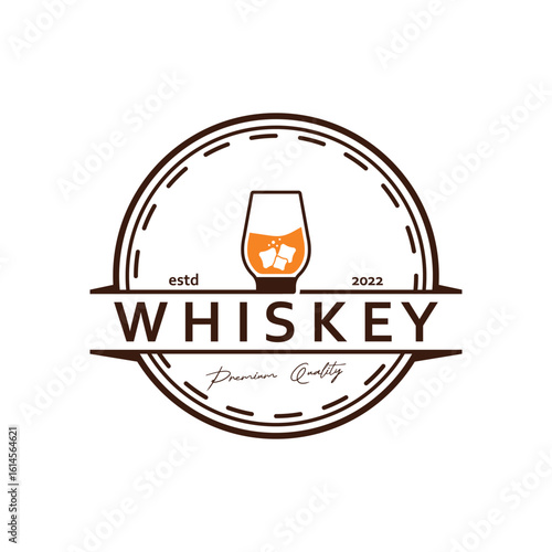 Bourbon whiskey logo with luxury retro vintage decoration. for labels,drinks, badges, bars,clubs, cafes, restaurants and brand company