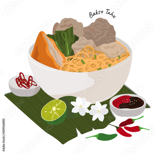 Indonesian hot meatball soup bakso