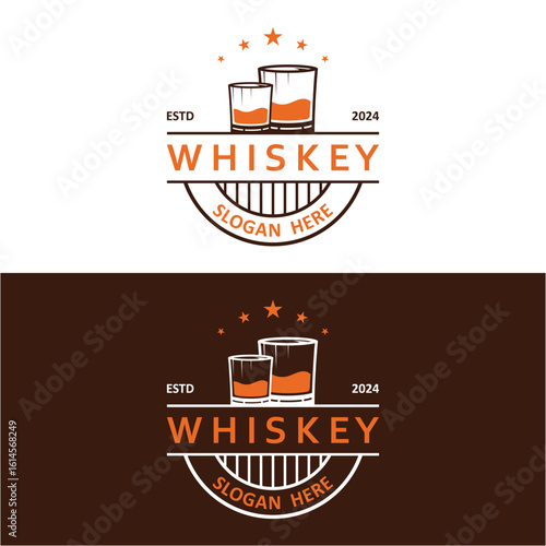 Bourbon whiskey logo with luxury retro vintage decoration. for labels,drinks, badges, bars,clubs, cafes, restaurants and brand company