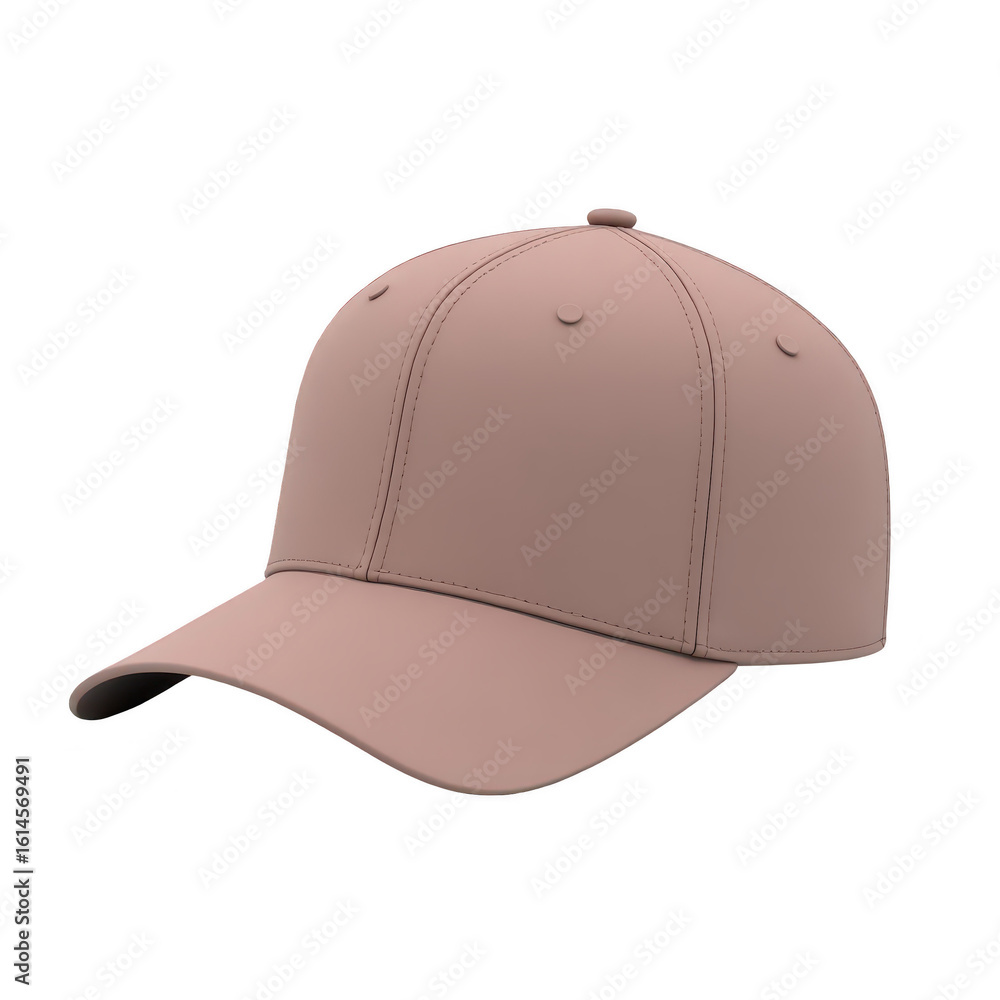 A light mauve baseball cap angled in a shot. A light mauve baseball cap angled in a shot.