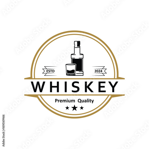 Bourbon whiskey logo with luxury retro vintage decoration. for labels,drinks, badges, bars,clubs, cafes, restaurants and brand company