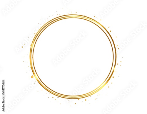 Gold circular frame with glittering effect
