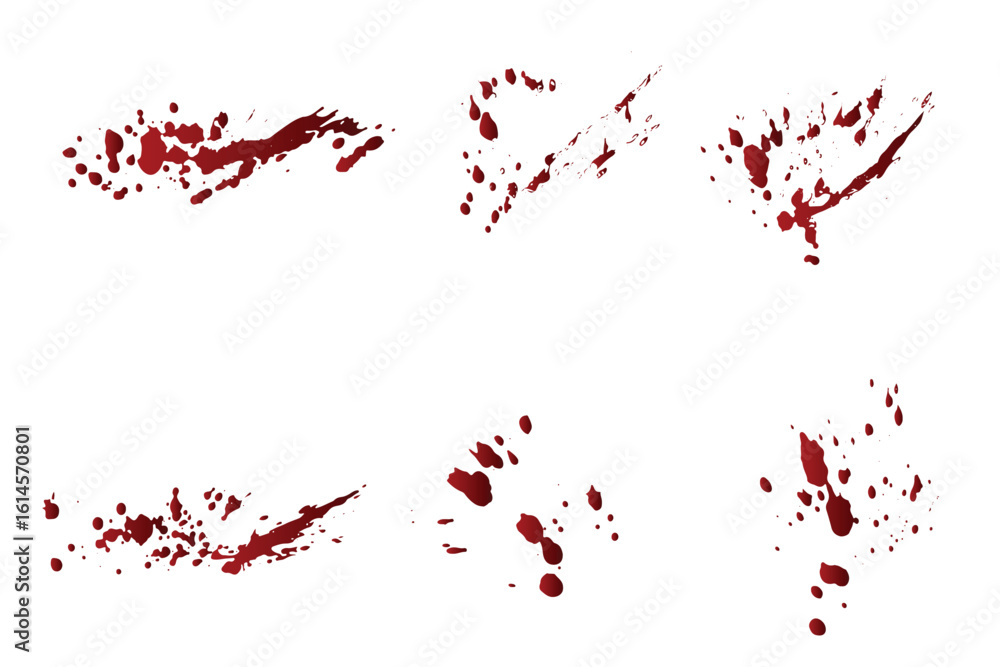 Obraz premium Handmade set of red blood ink splatter background