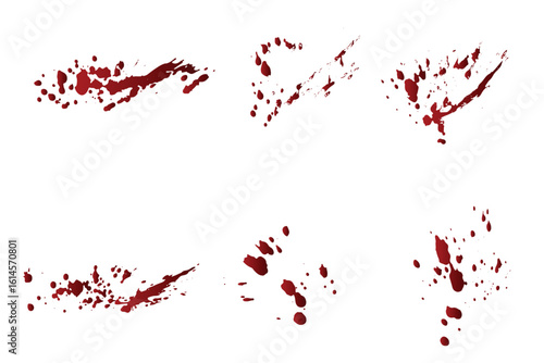 Handmade set of red blood ink splatter background