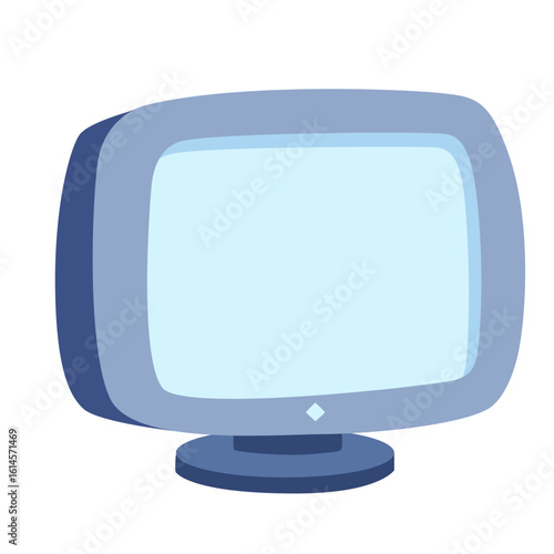 2D flat-style illustration of a vintage CRT monitor. Great for retro computing, tech history visuals, or display hardware icons.

