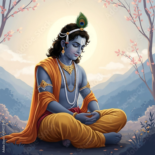Lord Krishna Meditating in ...