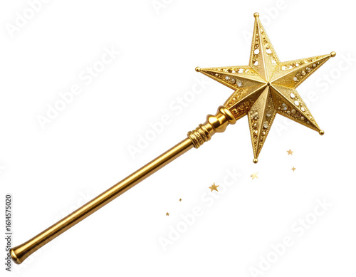 Golden Star Magic Wand with Decorative Handle  PNG