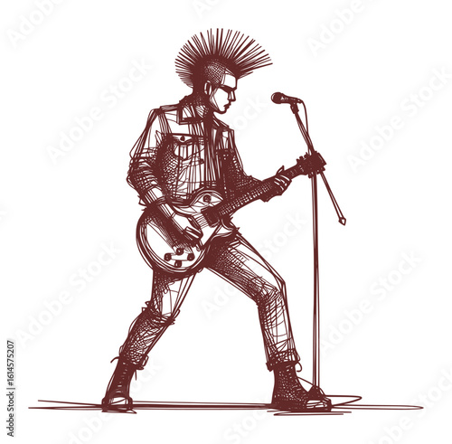 a guitarist - line art sketch drawing style (artwork 2)