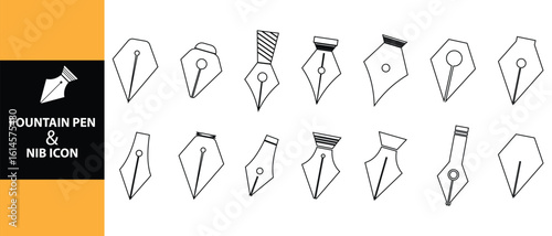 set of fountain pen and nib icon.