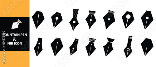 set of fountain pen and nib icon.