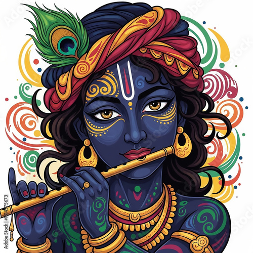 Vibrant Lord Krishna Playin...